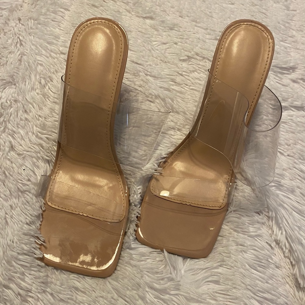 Clear strapped clear heels size 40/8.5 us